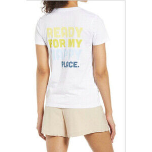 Halogen Women's Ready For My Happy Place Graphic Tee In White Size M